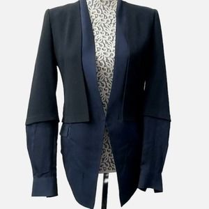 HAUTE HIPPIE  Silk Sleeve Shirttail Hem Blazer Blue & Black, NWT - Size 2